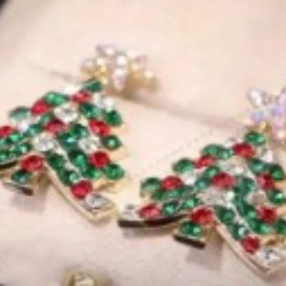 Rhinestone Set Star Christmas Tree Tassel Earrings Sweet Shrink Long Earrings - Picture 3 of 6